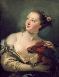 A Young Woman with a Macaw, 18th Century